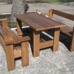 стол и лавки для сада из дерева